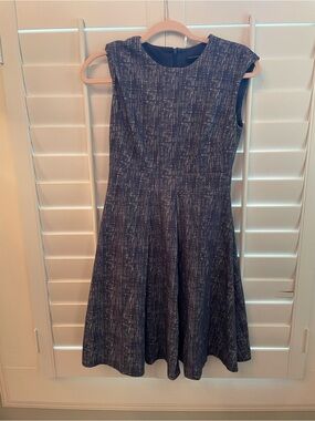 Maggy London Navy Textured Fit-and-Flare Dress